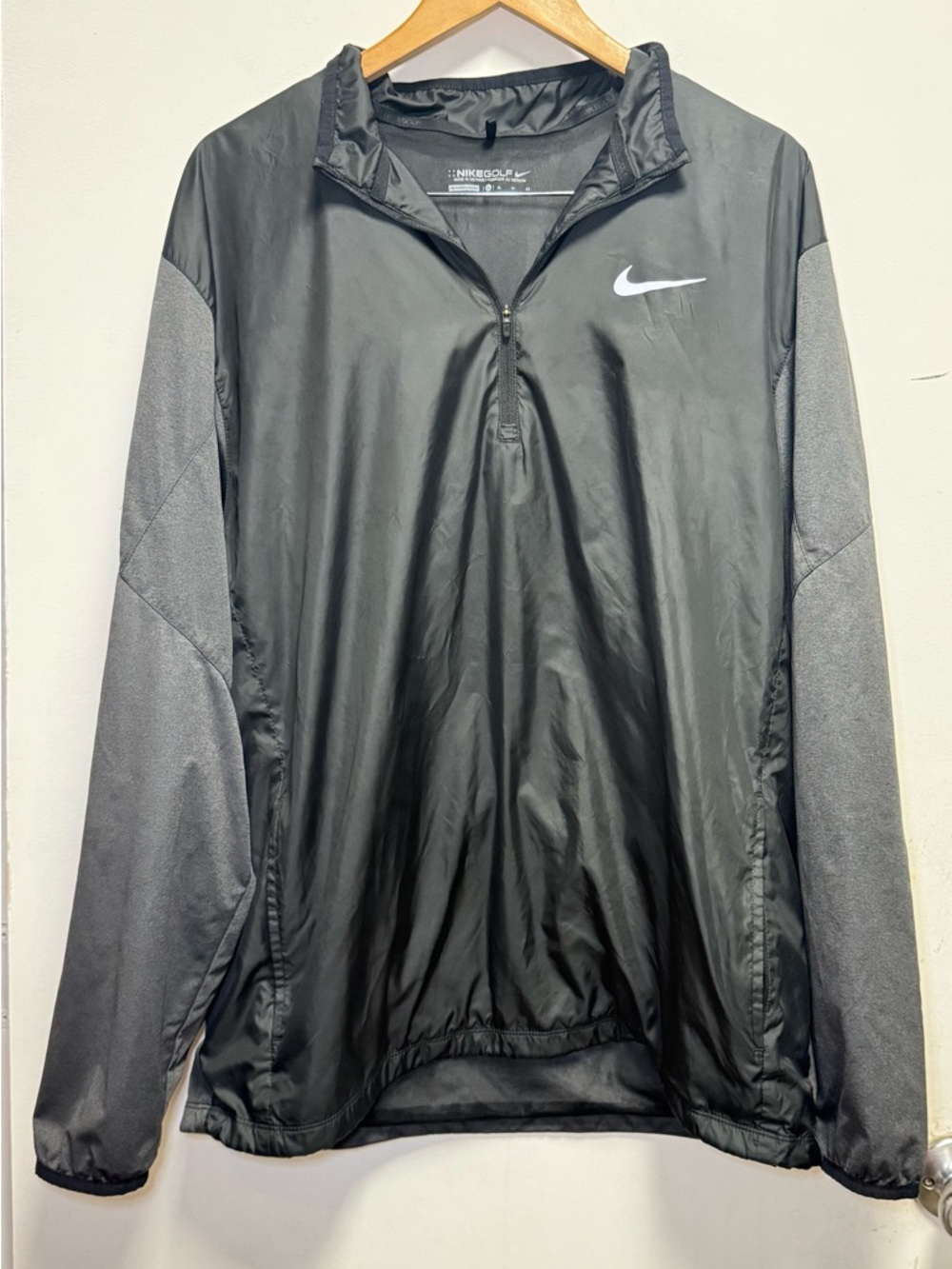 Nike Black Windbreaker with Gray Sleeves Half-Zip Pullover